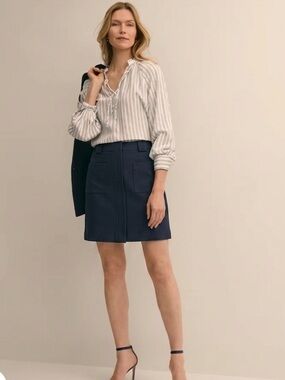 Brooks Brothers Wrap Button Up Pockets Cotton Mini Skirt Lined Preppy Spandex 6